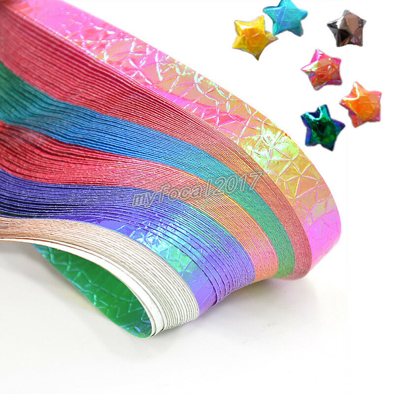 90PCS Folding Lucky Origami DIY Papercraft Wish Stars Gradient Quilling Paper