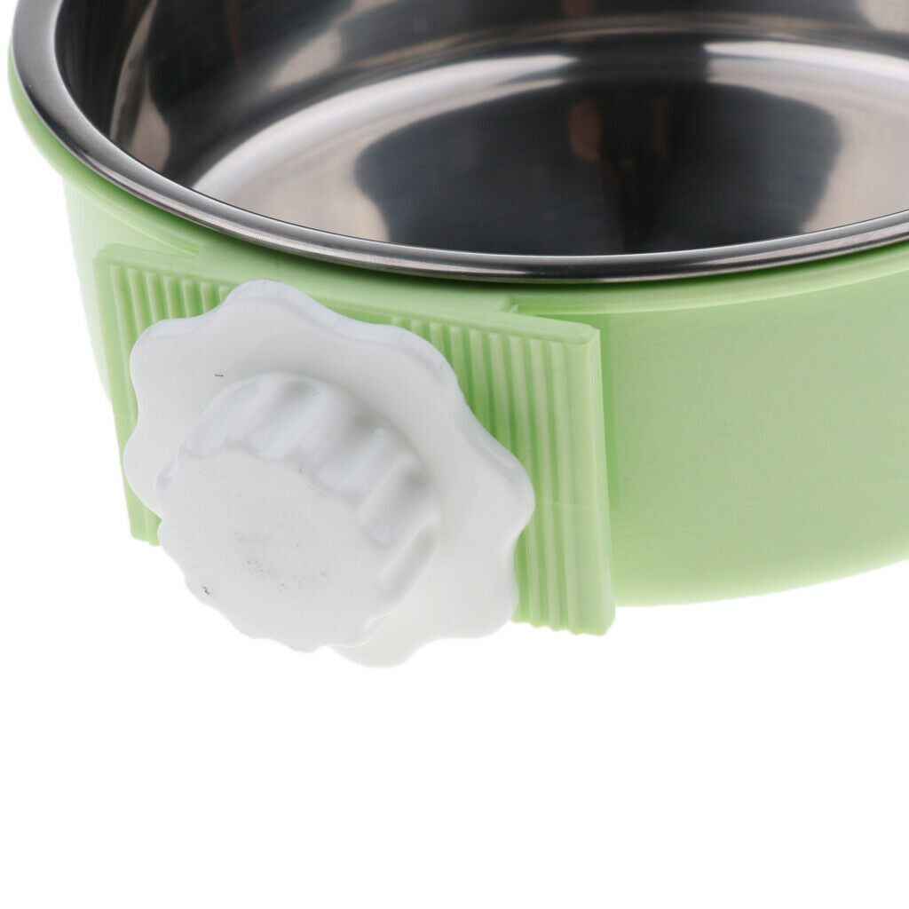 Hanging Pet Dog Feeder Cat Water Bowl Feeding Bowl Dish Container Green