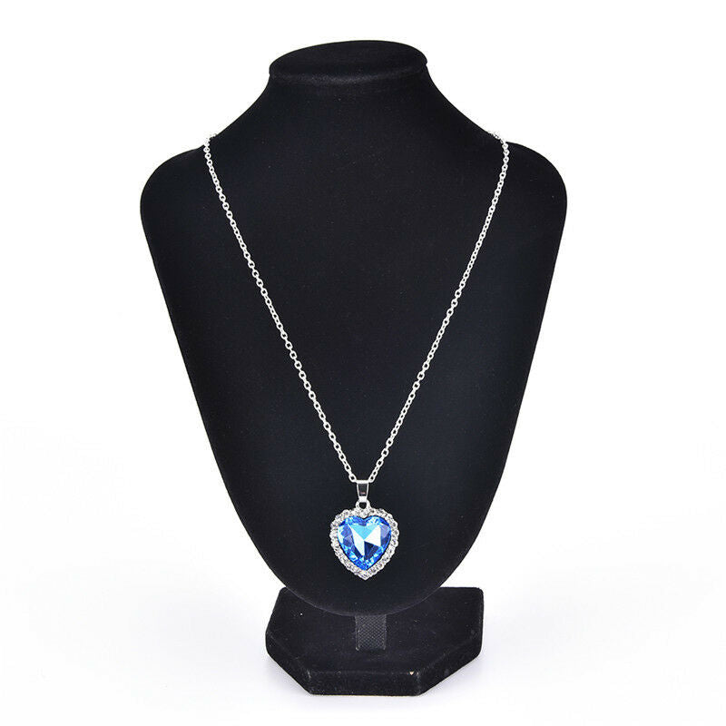 Ocean Heart Pendant Necklace Women Crystal Rhinestone Jewelry Accessories ML SJ