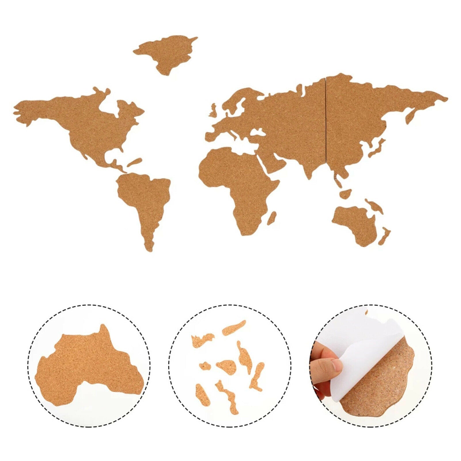 Classic Wooden Cork World Map World Wall Map Cork with 10pcs Pins Home Decor