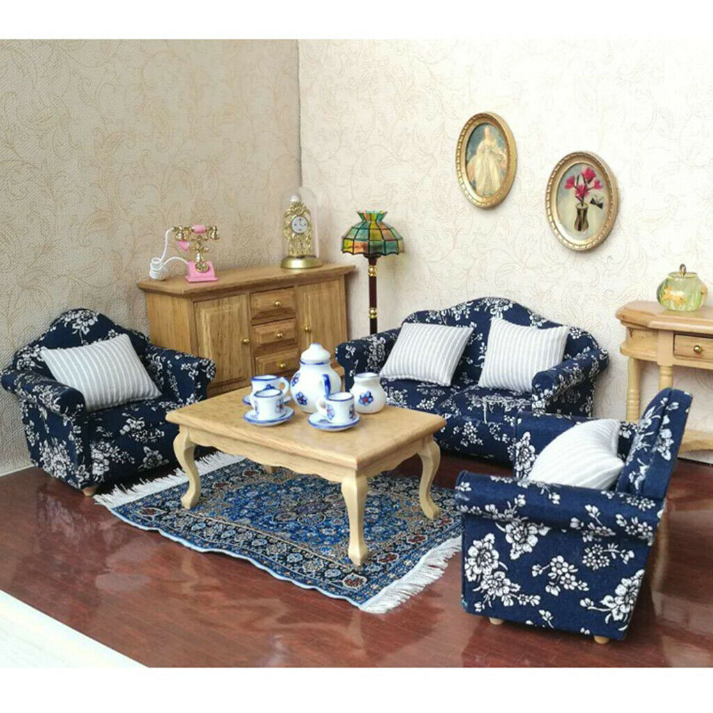 European Wood Sofa Cushion Furniture Kit for 1/12 Home Living Room