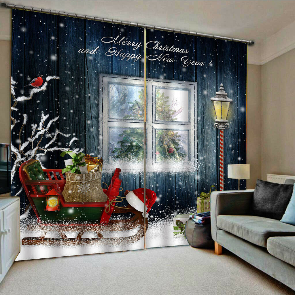 Christmas Pattern Window Curtains Kids Room Home Decor 140x100cm Gifts