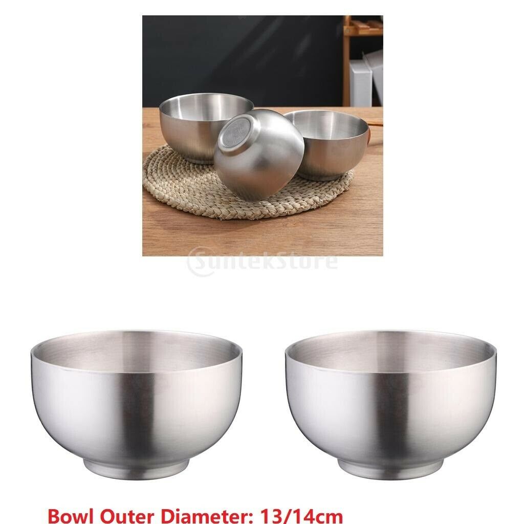 2pc 13/14cm Mixing Bowl Double Walled Bowls Jar Outdoor BBQ Heat Insulated