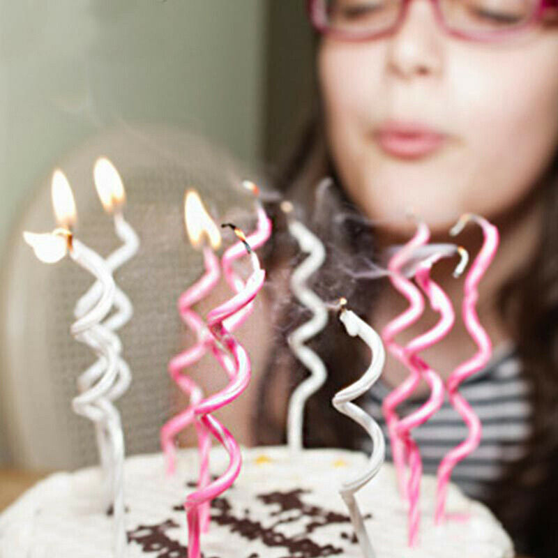 8pcs/set Long curve cake candles mix color birthday wedding party suppli.l8