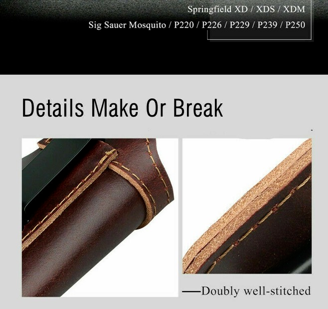 Universal Brown Leather IWB Right Hand Pistol Holster Fit Glock 17 19 26 43 S&W