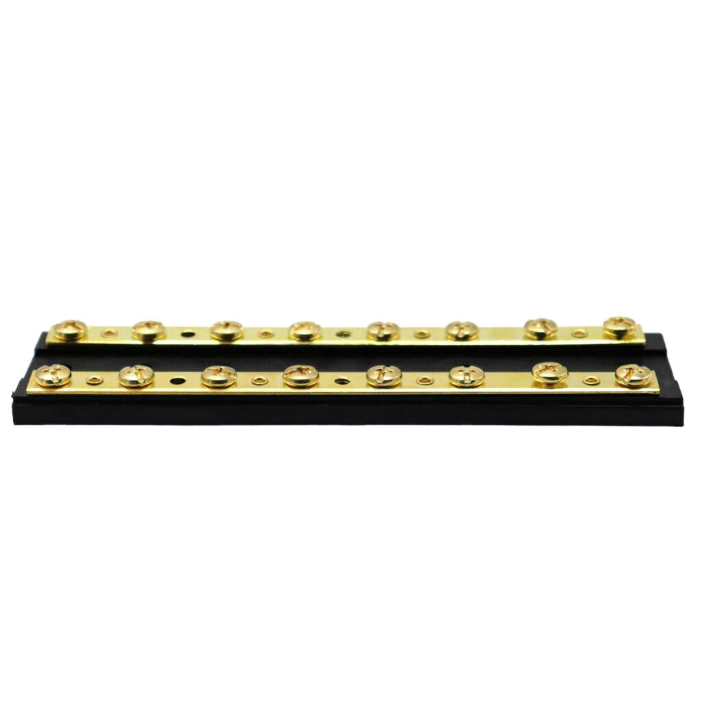 60A DC 32V Dual Brass Bus Bar Power Distribution Block with 16 Terminals