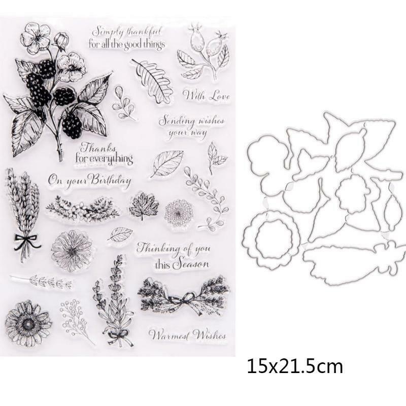 Wheat Flower Seal Stamp with Cutting Dies Stencil DIY Scrapbooking Emboss Photo