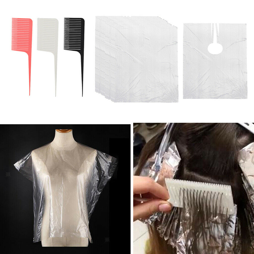 50x Disposable Hair Cutting Capes Gowns Barber Cloth Apron w/ 3x Hair Combs