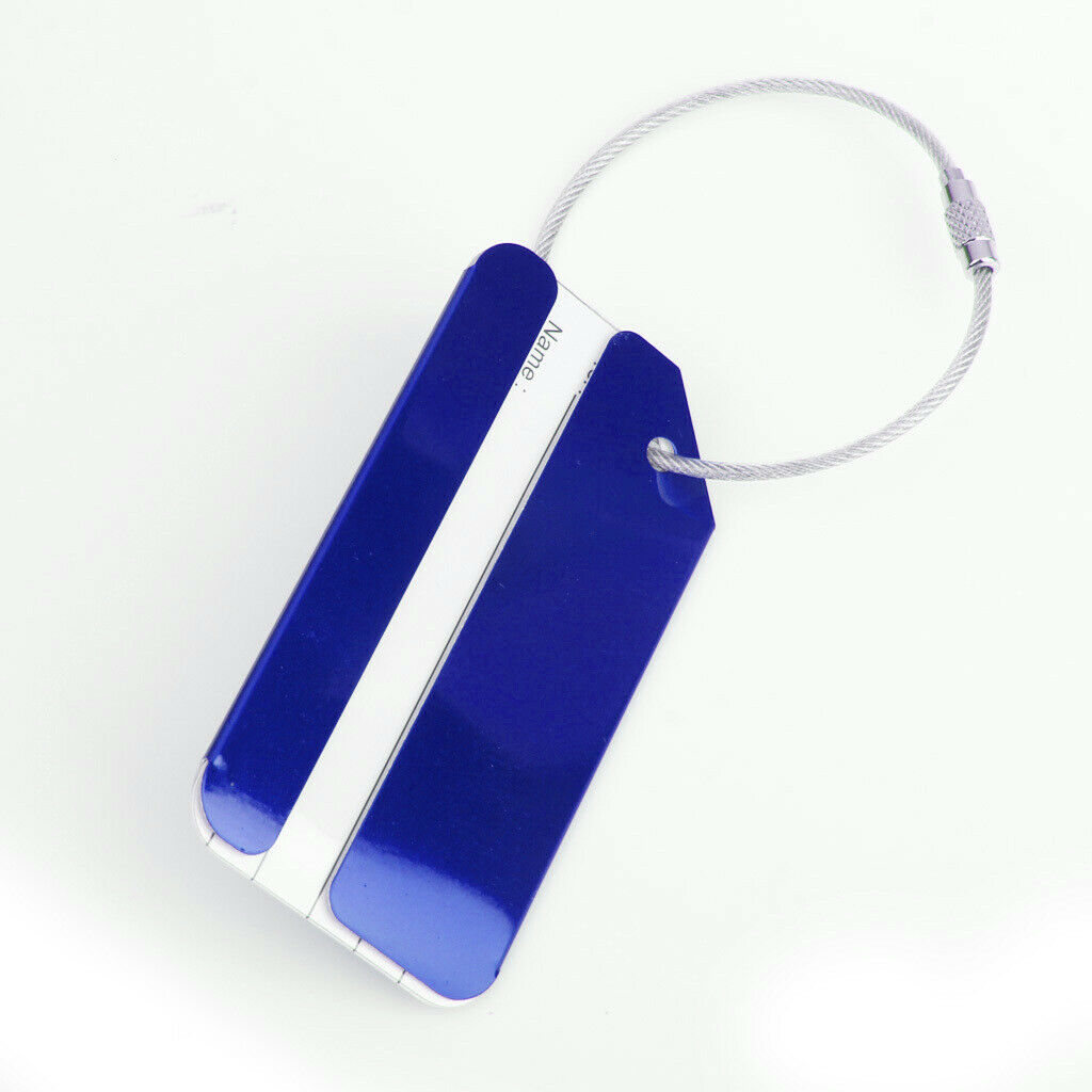 Personalized Aluminum Alloy Metal Luggage Tag Label ID Tag with Chain Blue