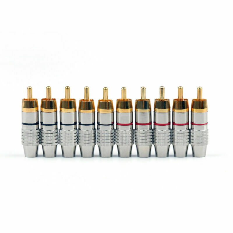 10 x RCA Plug Audio Video Locking Cable Connector Red + Black B01. AT2