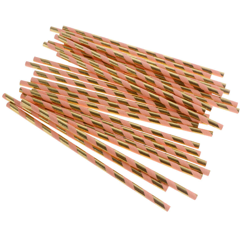 25 Pieces Paper Disposable Drinking Straws Biodegradable Wedding Party Favor