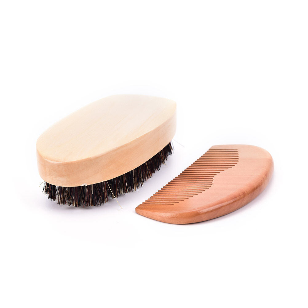 Men'sboar bristle beard brush and comb, beard comb grooming kit brush+com.l8