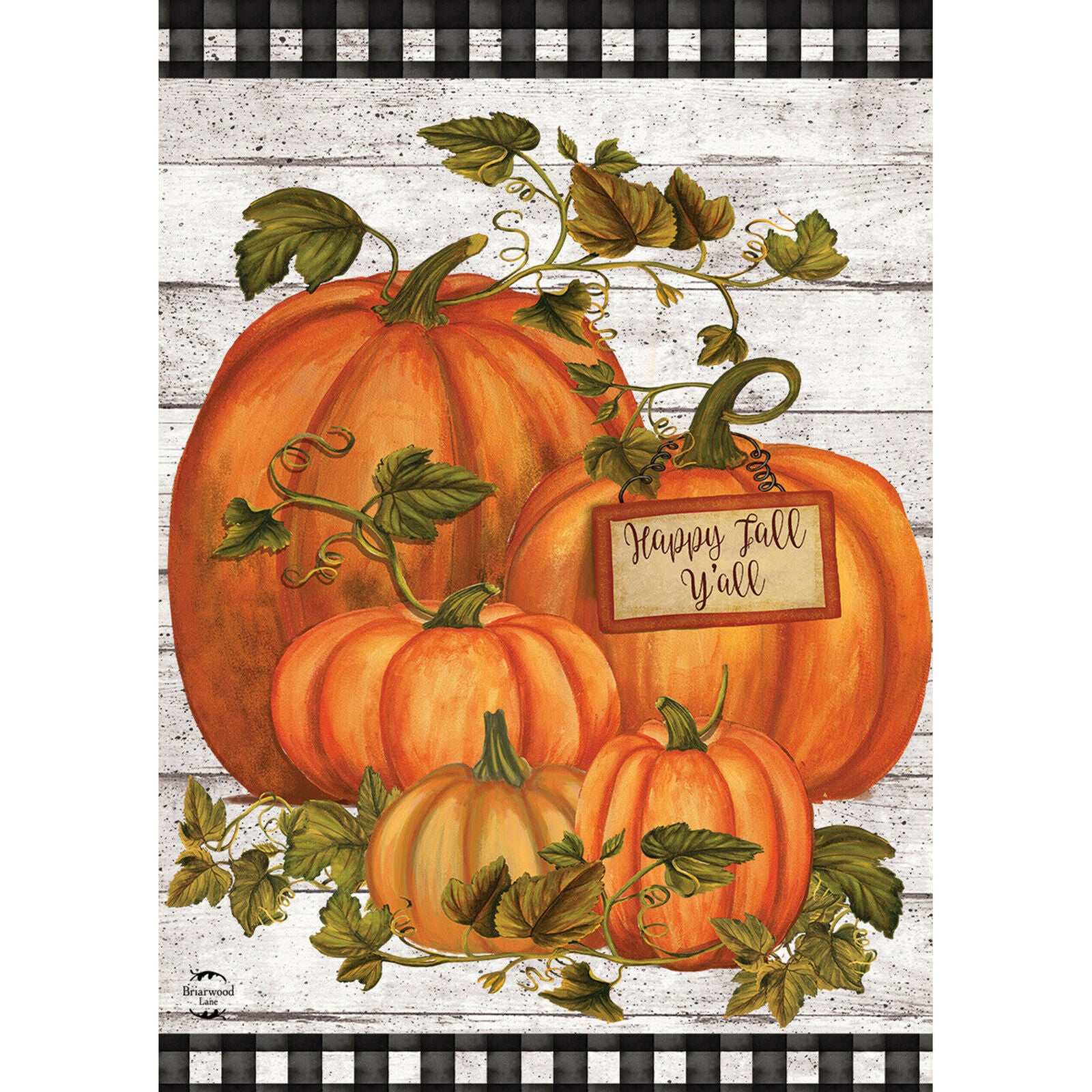 Happy Fall Y'all Pumpkins Farmhouse House Flag Autumn Checkers 28" x 40"