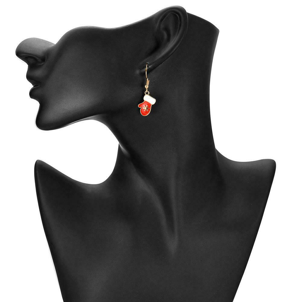 9 Pairs Christmas Stud Earrings Women Gloves Snowflake Dangles Jewelry Gift @