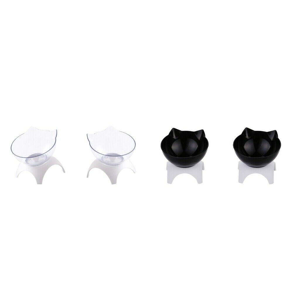 4x Cat Elevated Water Bowls Raised Food Feeder w/ Stand Small Pet Kitten