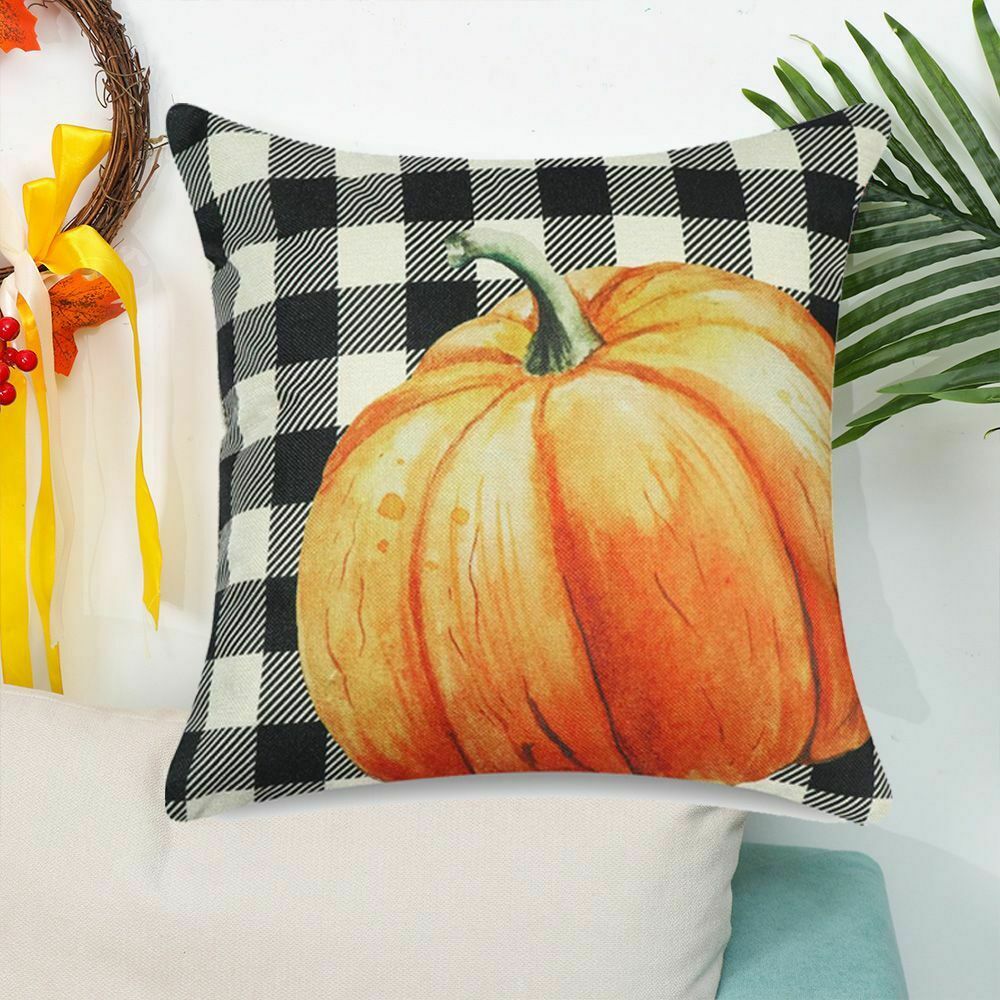 Happy Harvest Thanksgiving Throw Cushion Case Autumn Decor Fall Pillow Covers