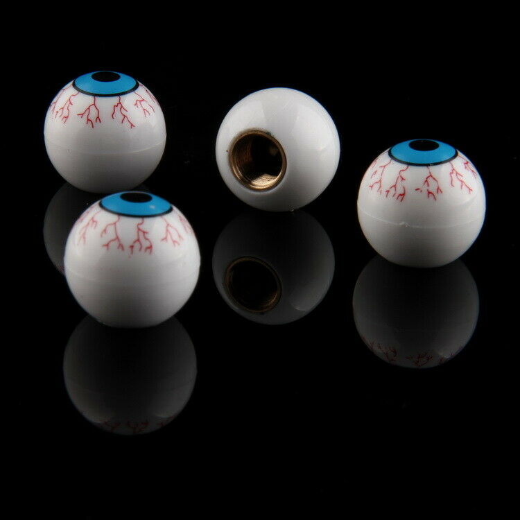 4Pcs Bloodshot Eye Blood Vessel Horror Scare CAR Tire Valve Stem Air Caps Cover