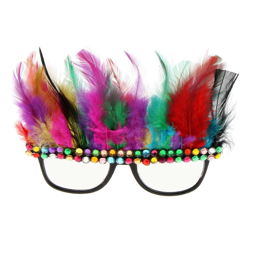 Festival Colorful Feather Rhinestone Glasses Christmas   Party Sunglasses