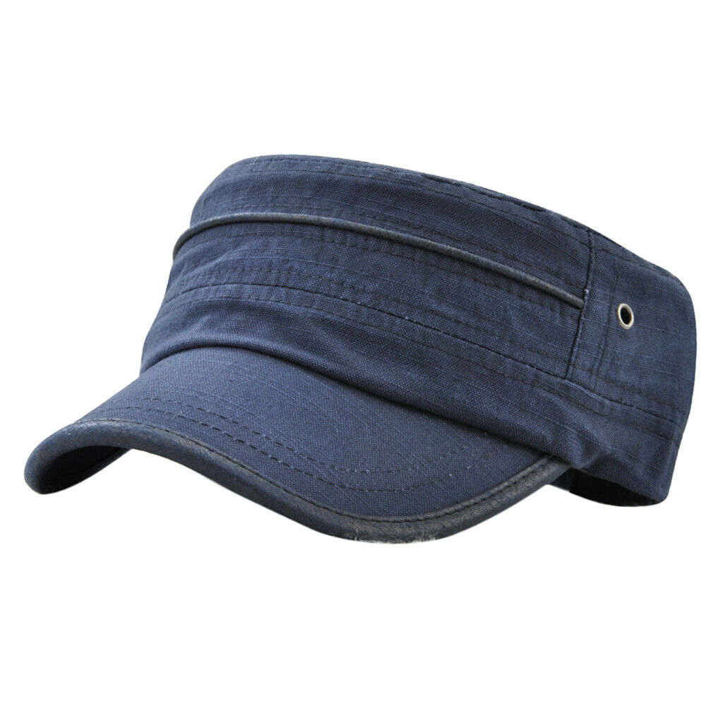 Men Adjustable Army Plain Hat Cadet Military Baseball Sport Cap Blue