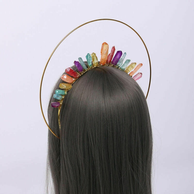 Women Headband Celtic Headpiece Natural Stone Artificial Crystal Double layer