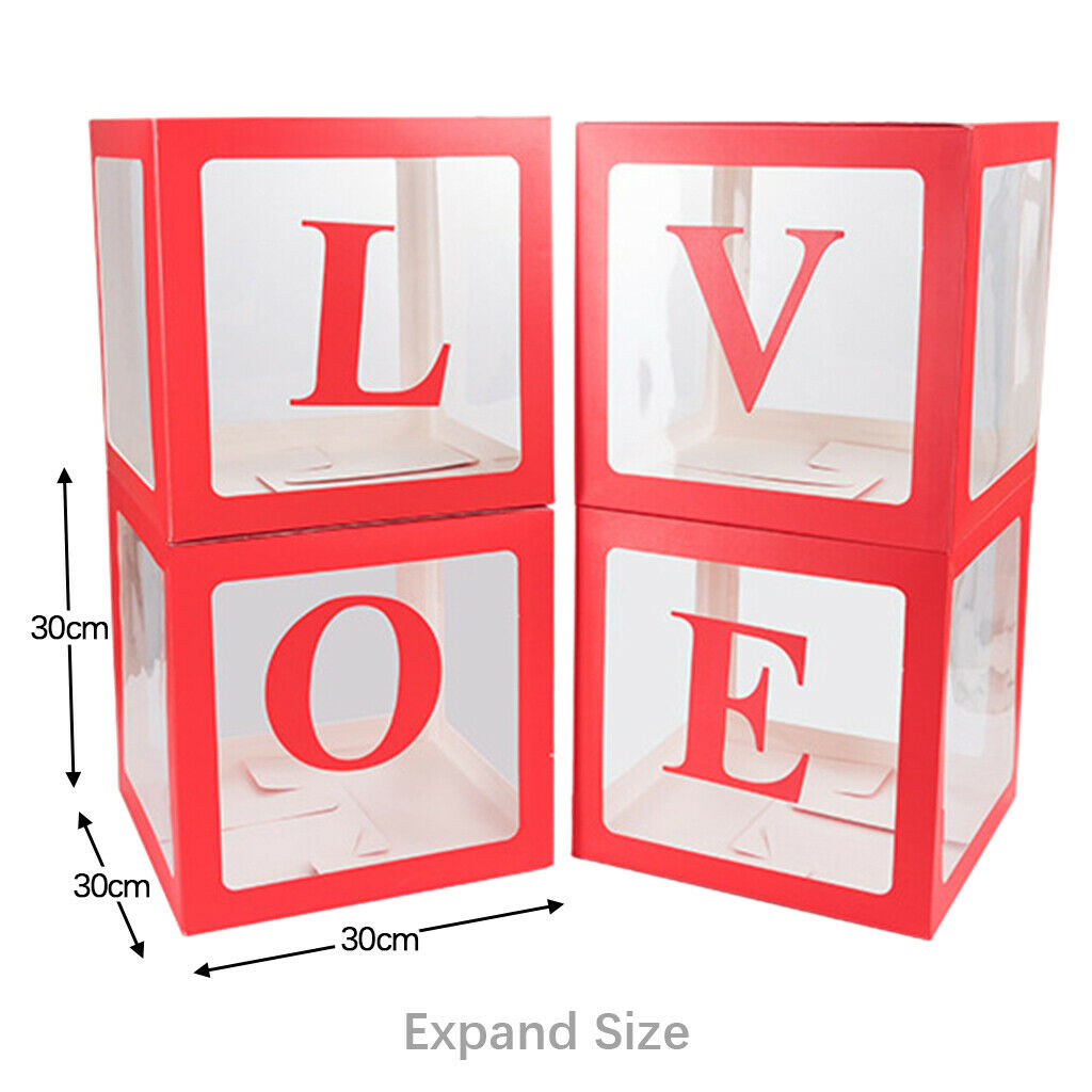 Latex Box for Wedding Party Decoration, Transparent Birthday Party Red