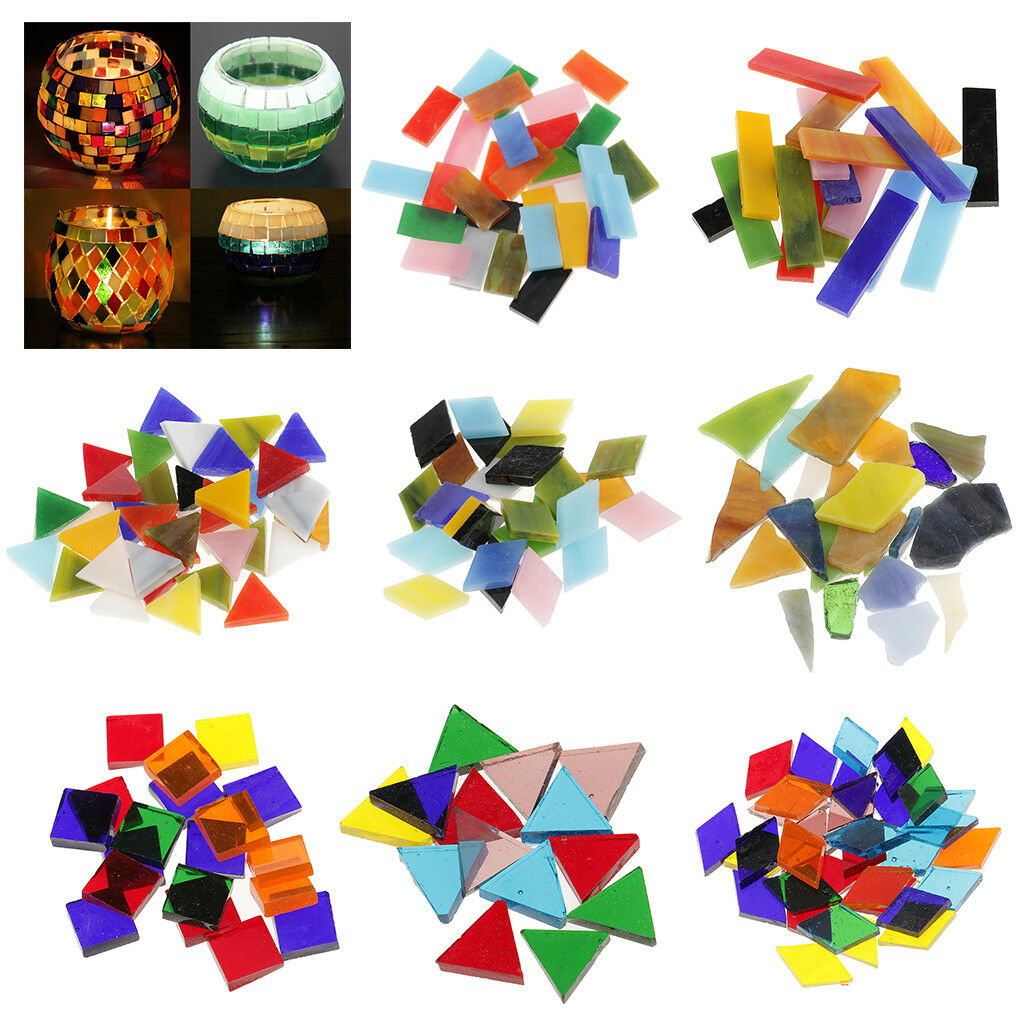 250pcs Assorted Color Rhombus Glass Mosaic Tiles Pieces DIY Crafts 11mm
