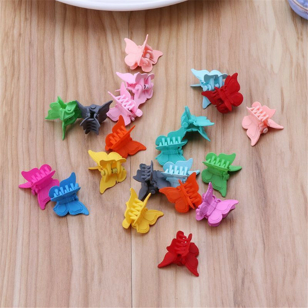 20pcs Mini Hair Claws Candy Colour Hair Clips Butterfly Hair Clamps Accessories