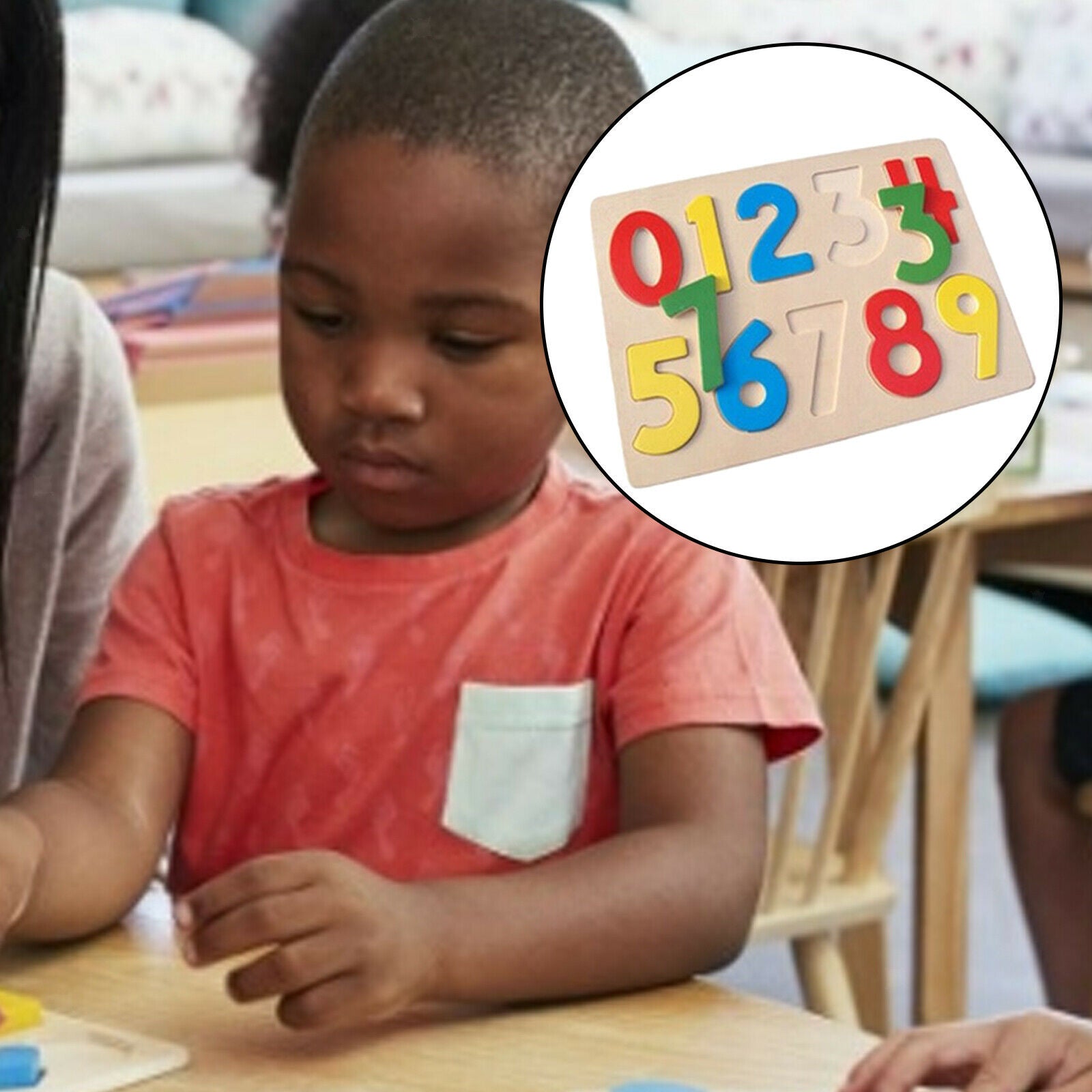 Wood 0-9 Number Puzzle Board Pre- Educational Montessori Toys for Kids
