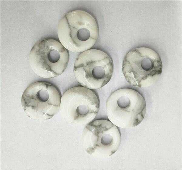 8Pcs 20mm Natural White Howlite Donuts Pendant Bead DIY Jewelry Necklace HH218