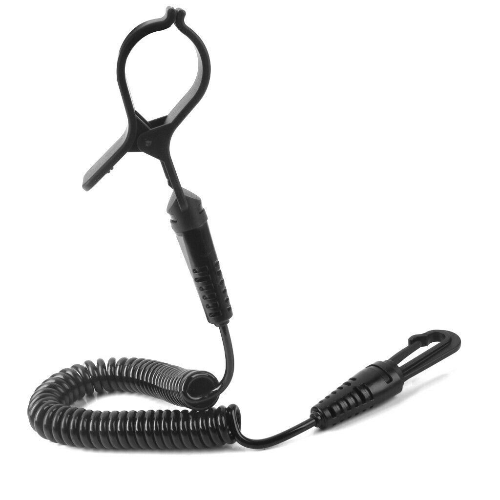 Strong Clamp-on Kayak Paddle Leash Cord Rod Oar Coil Tether with Hook Clip