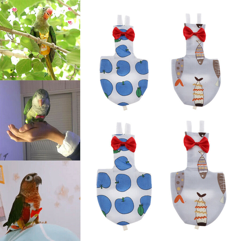 Parrot Diaper Washable Bird Pee Pad Nappy for Small to Large Birds Blue XS