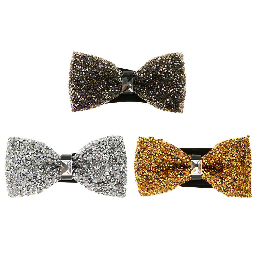 Men Shiny Adjustable Crystal Rhinestone Wedding Party Bow Tie Tuxedo Bowtie
