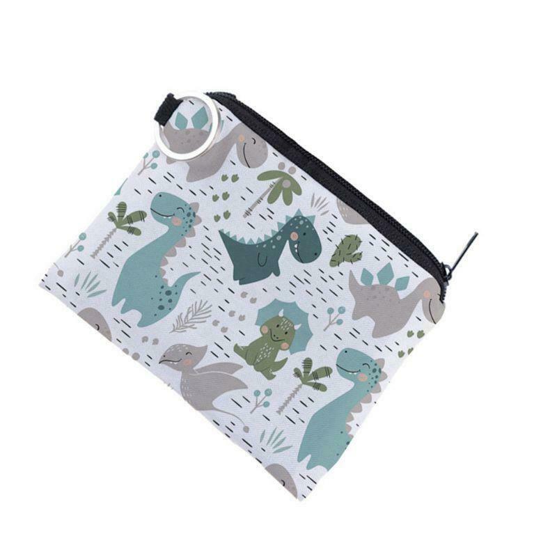 Unisex Cartoon Dinosaur Pattern Coin Card Key Ring Wallet Pouch Mini Purse Small