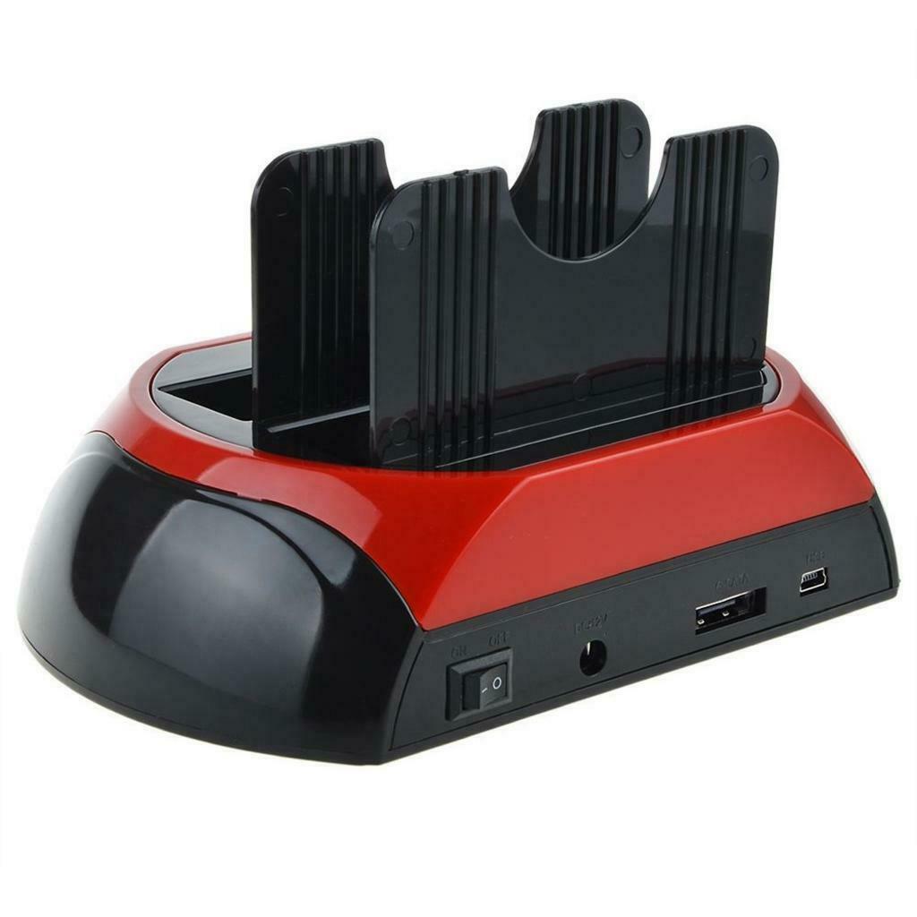875-J HDD Docking Station SATA IDE Dual USB 2.0 Clone Hard Drive Card Reader US