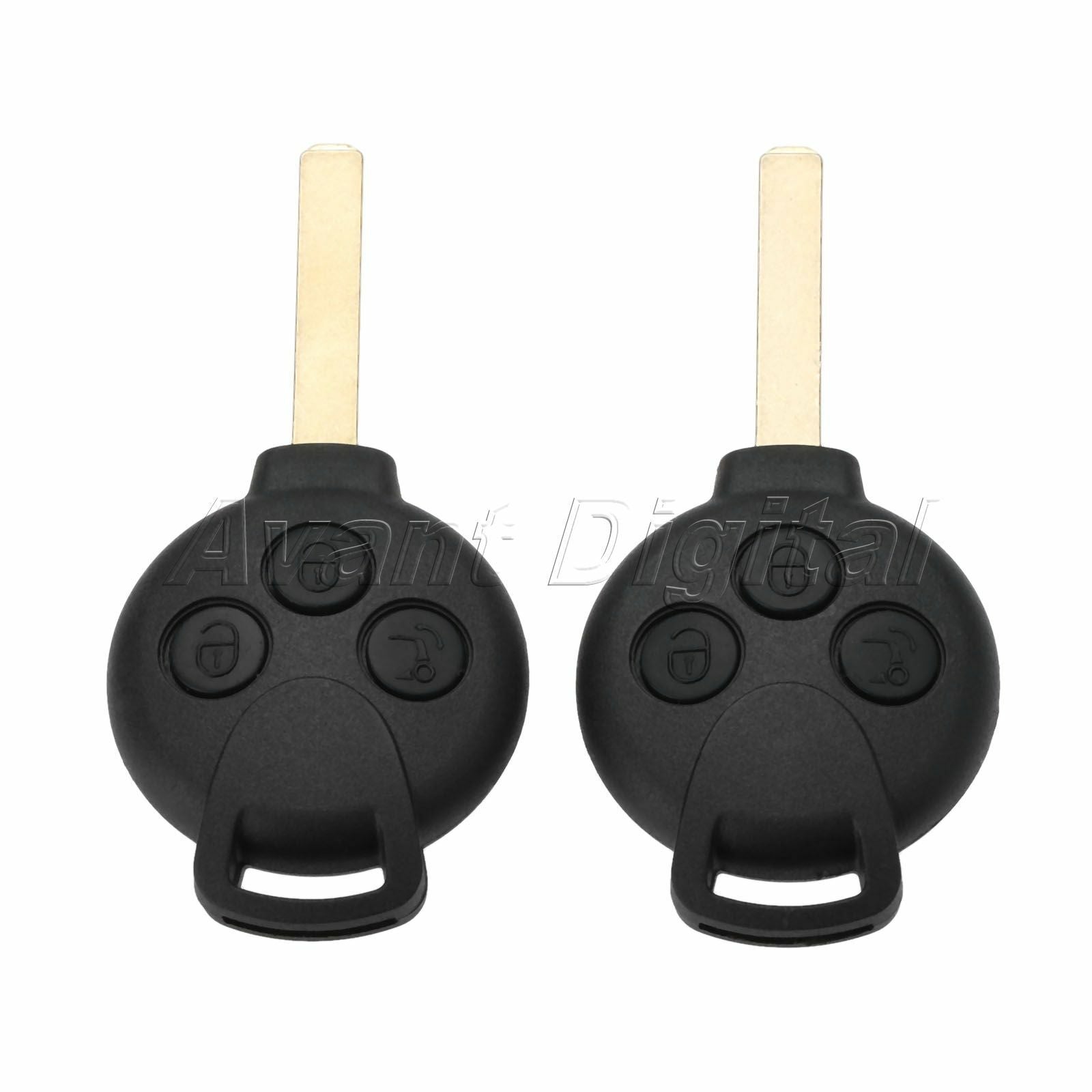 2Pc Car Remote Key Fob 3BTN ID46 Chip For 2007–13 Mercedes-Benz Smart Fortwo 451