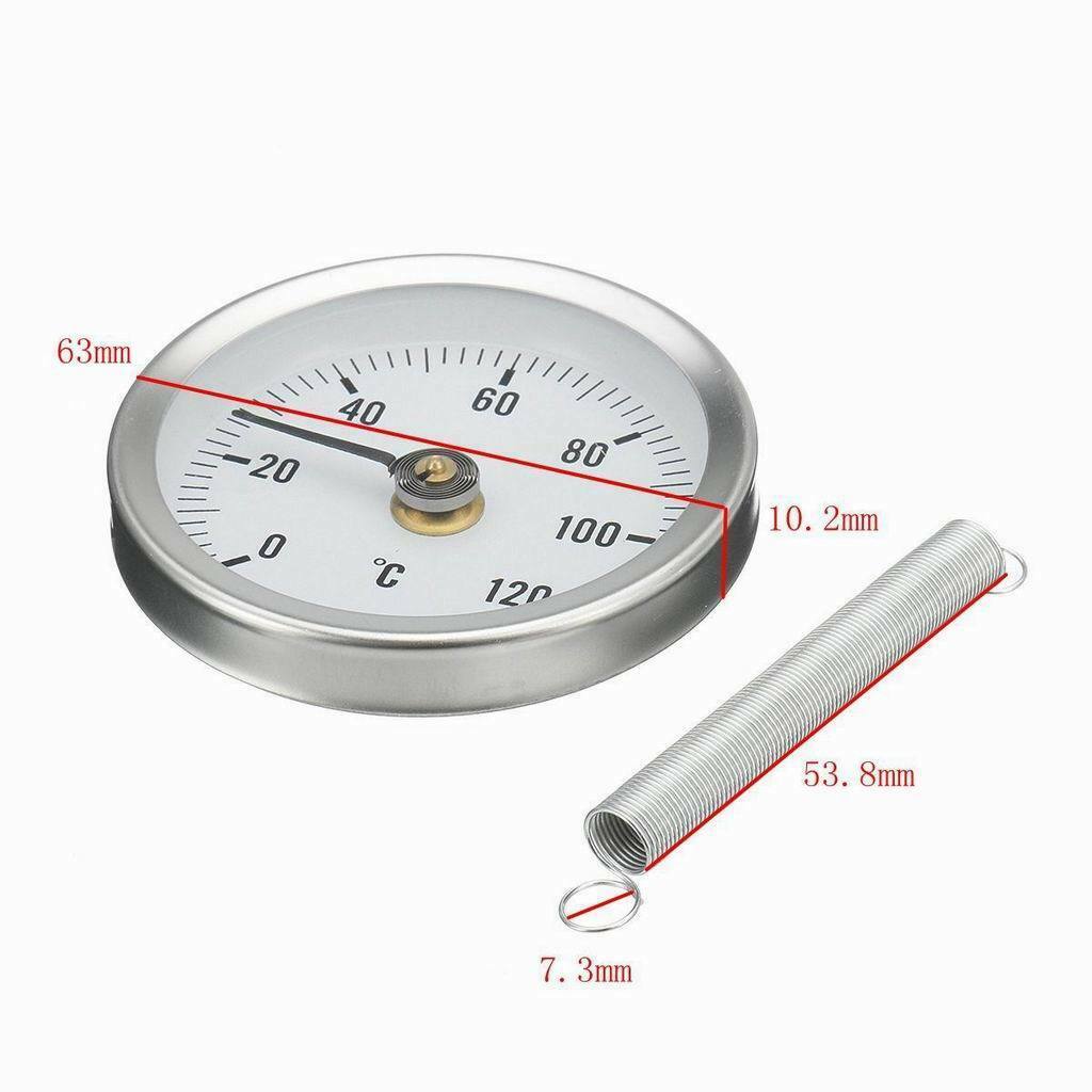 4X 63mm Clip-on Pipe Temperature Gauge With Spring for Heating Oil Tanks