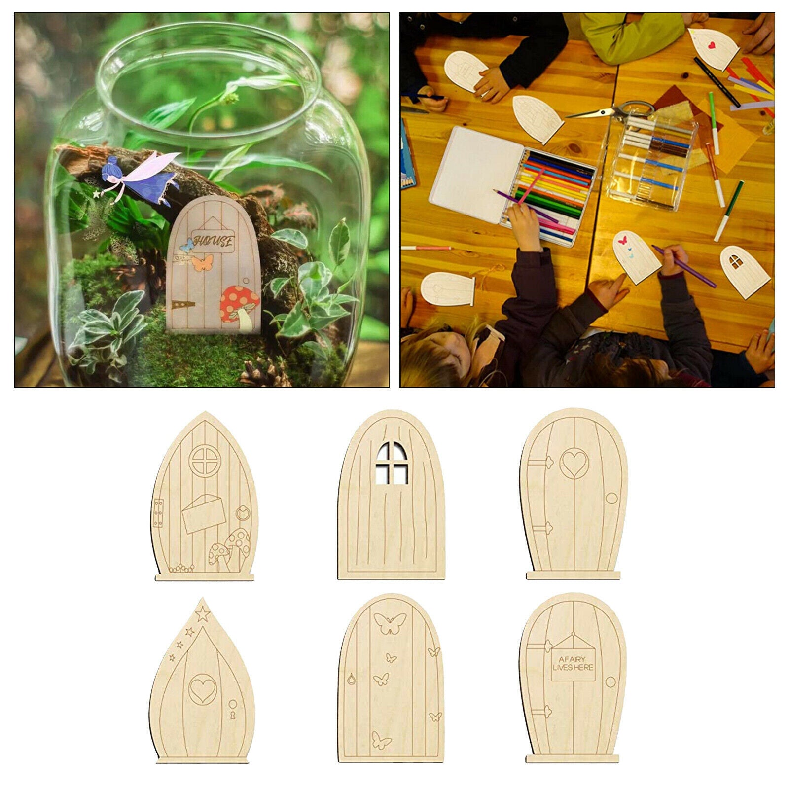 6 Designs Mini Fairy Garden Doors Craft Kit Home Ornament 3.9x2.5 inches