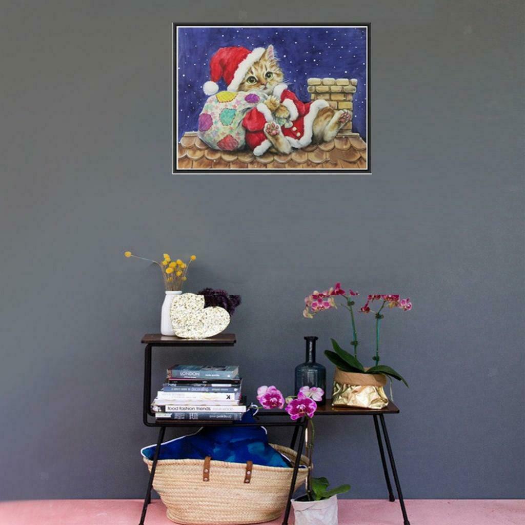 DIY 5D Cat Diamond Painting Embroidery Cross Stitch Kit Home Decor 25 x 20cm