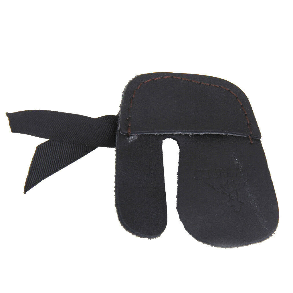 Magideal Cow Leather Protection Finger Tab Shooting Archery Glove Black