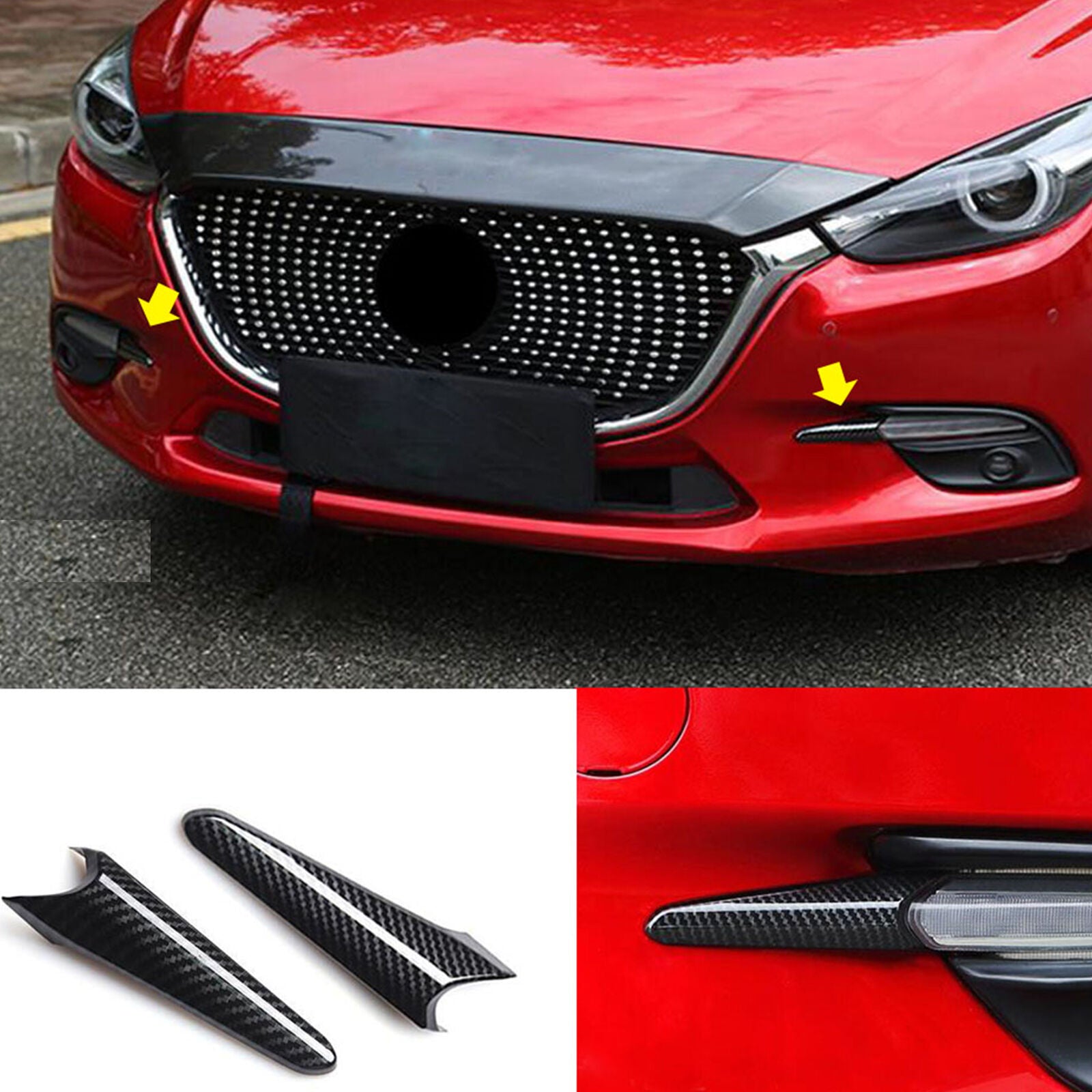 For 2017-2018 Mazda 3 Carbon Fiber Look Turn Signal Light Molding Trim Cover