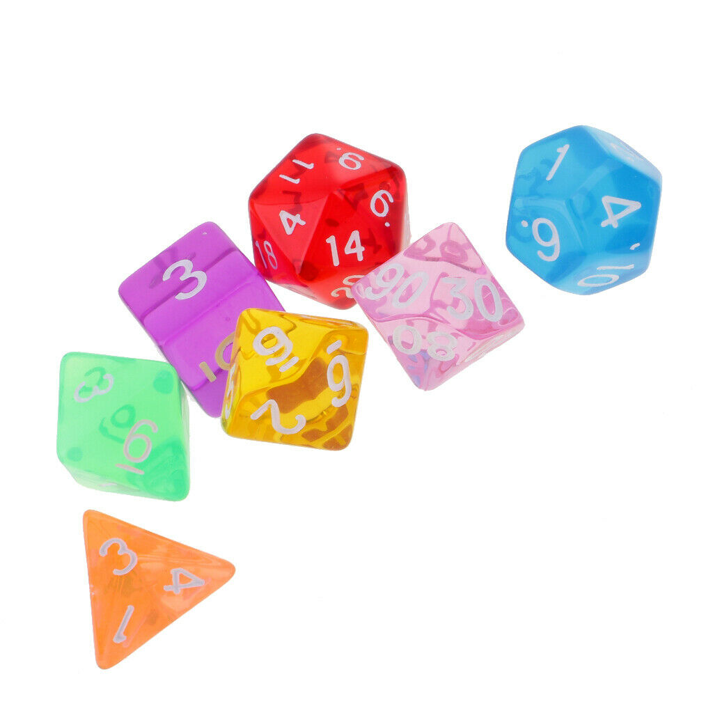 Transparent 7-Colors Multi-side Dices D4-D20 for DND MTG Party Games #3