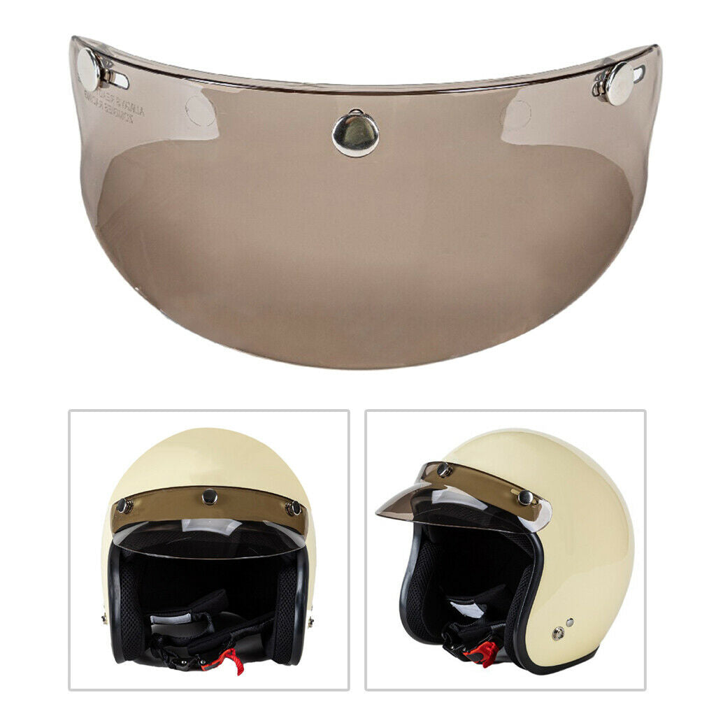 3Pcs 3-Snap Motorcycle Helmet Visor Peak UV Sunshield Open Face Sun Shade