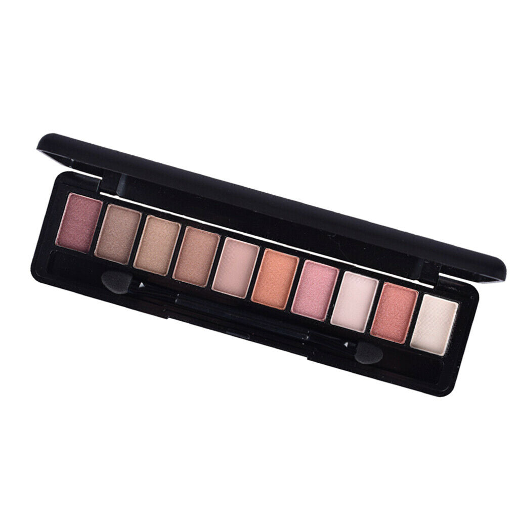 10 Colors Shimmer Matte Eyeshadow Palette with Eye Shadow Makeup Brush #02