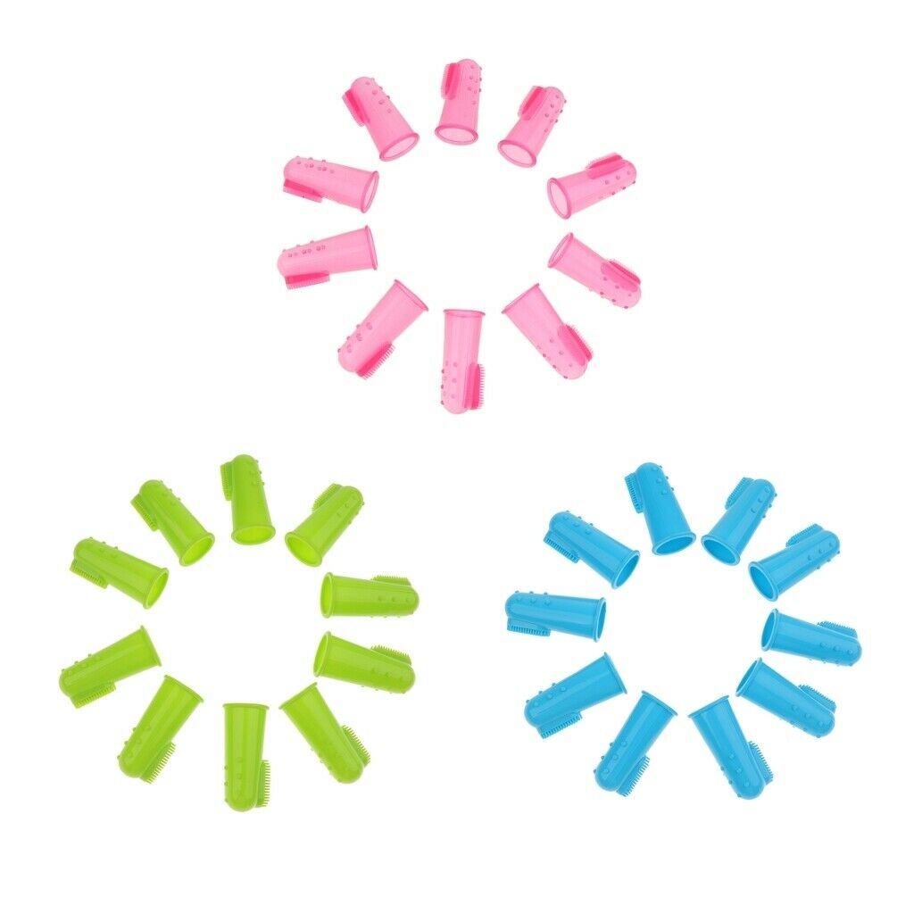 10 Pcs Dog Finger Toothbrush Dental Hygiene Finger Brushes for Dog Cat Blue