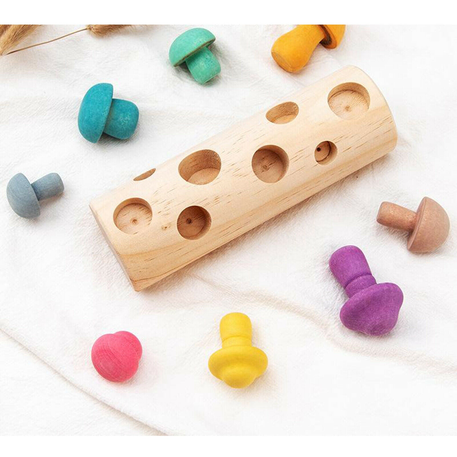 Early Childhood Educational Wooden Picking Mushroom Puzzle Fine Motor Skills
