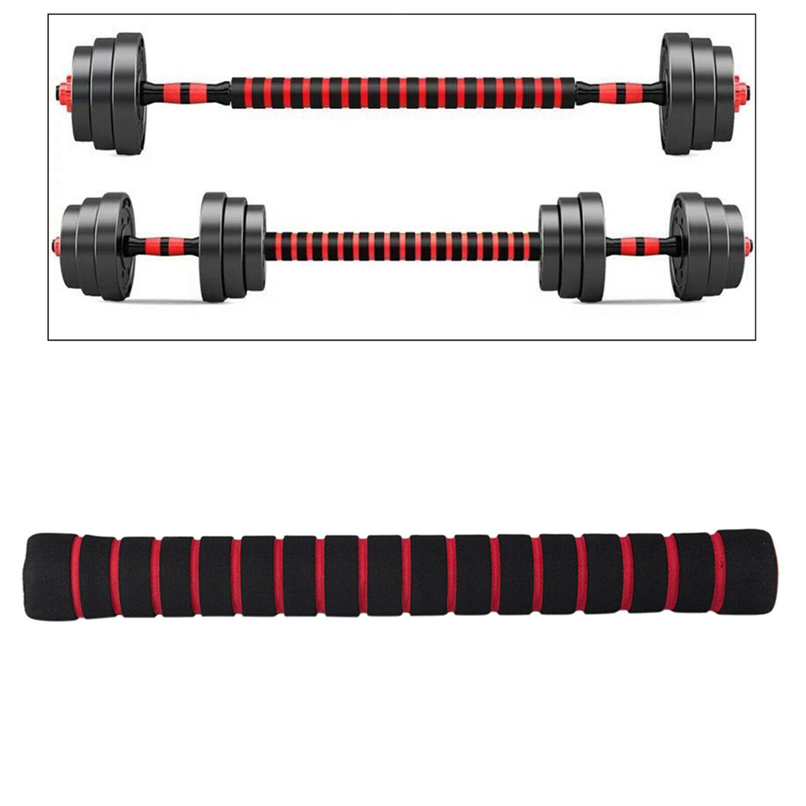 Dumbbell Extension Bar Foam Padded 1'' Extender Connector Converts to Barbell