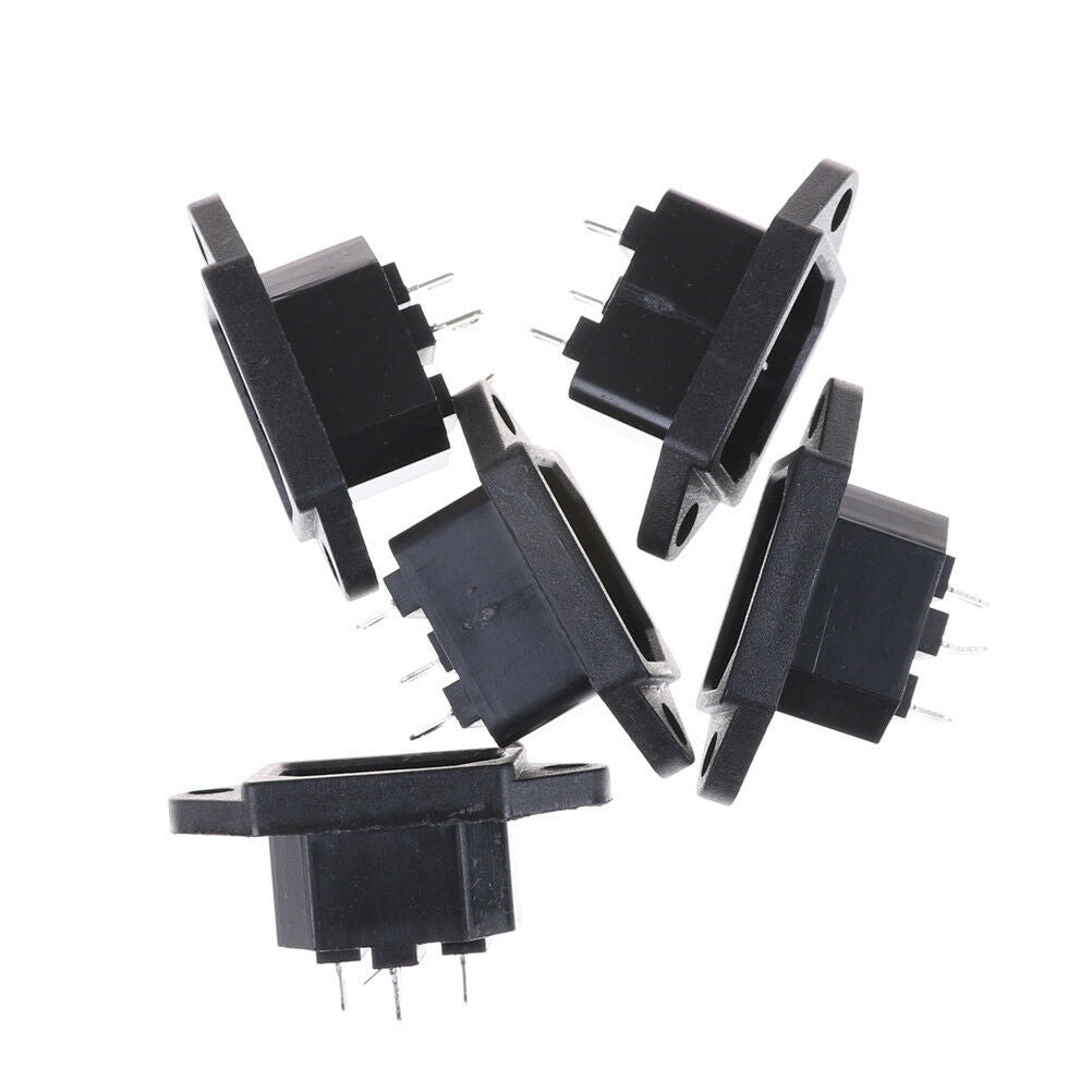 5X 3P IEC 320 C14 Male Plug Panel Power Inlet Sockets Connectors AC 250V 10A M!