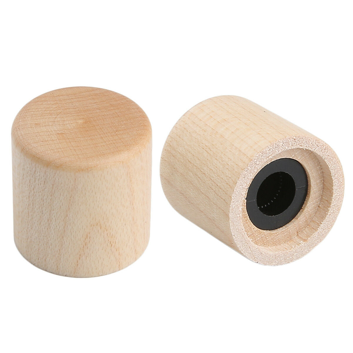 2x Maple Wood Tele Style Flat Top Dome Knobs Guitar Bass Wood Barrel Knobs