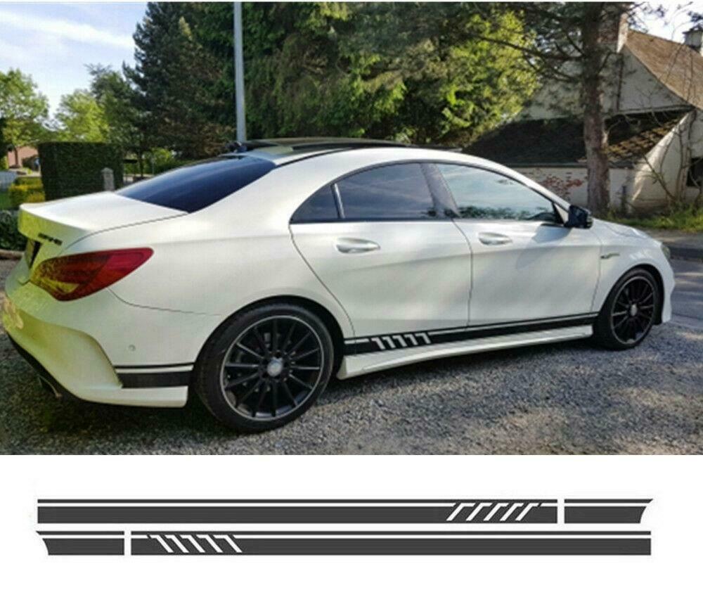 2Pcs Car SUV Body Skirt Decals Stickers 220 * 11.5CM Matte Black Universal