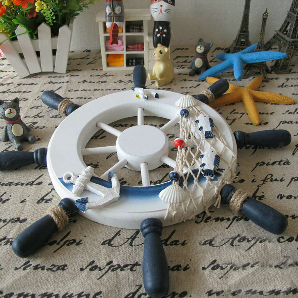 12.6" Wooden Rudder Sea Beach Nautical Style Wall Ornament Hanging Decor